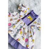 Unicorn Desenli Tül Etek Astarlı Lila Kız Çocuk Bebek Tasarım Elbise - 3 - 6 Ay