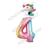 Unicorn Folyo Balon ve Gökkuşağı Rakam Folyo Balon Seti 4