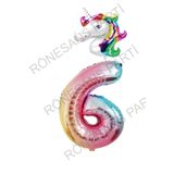 Unicorn Folyo Balon ve Gökkuşağı Rakam Folyo Balon Seti 6
