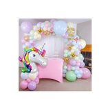 Unicorn Folyolu Makaron Balon Zinciri Doğum Günü Parti Seti Süsü
