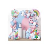 Unicorn Gökkuşaği Temali Gökkuşaği Yaş Folyo Balonlu Zinciri Doğum Günü Parti Kutlama Seti Süsü, 7874545410005