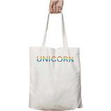 Unicorn Gökkuşağı Yazı Iki Tarafı Kalıcı Baskılı Yıkanabilir Çanta