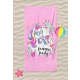 Unicorn İce Cream Summer Desenli Plaj Havlusu Kız Çocuk Plaj Havlusu