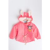Unicorn İşlemeli İçi Peluş Neon Pembe Kız Bebek Mont