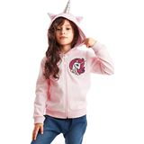 Unicorn Kapüşonlu Pembe Kız Çocuk Hırka