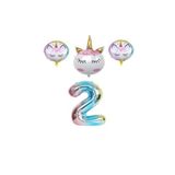 Unicorn Karakterli Rakamlı Folyo Balon Seti Yaş 2