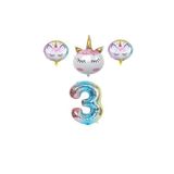 Unicorn Karakterli Rakamlı Folyo Balon Seti Yaş 3