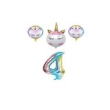 Unicorn Karakterli Rakamlı Folyo Balon Seti Yaş 4