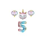 Unicorn Karakterli Rakamlı Folyo Balon Seti Yaş 5