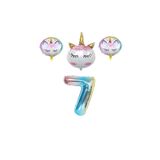 Unicorn Karakterli Rakamlı Folyo Balon Seti Yaş 7