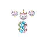 Unicorn Karakterli Rakamlı Folyo Balon Seti Yaş 8