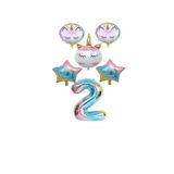Unicorn Karakterli Rakamlı Yıldızlı Folyo Balon Seti Yaş 2