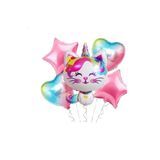 Unicorn Kedi Balon Yıldız Kalp Folyo Balon Seti