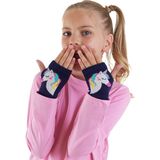 Unicorn Kız Çocuk Parmaksız Eldiven - Standart - Koyu Lacivert