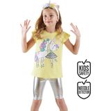 Unicorn Kız Çocuk T-Shirt Metalik Tayt Takım - 5 Yaş - Sarı