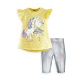 Unicorn Kız Çocuk T-shirt Metalik Tayt Takım