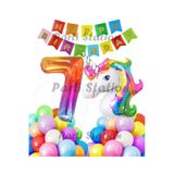 Unicorn Konsept 1 Yaş Balon Set Unicorn Renkli Tek Boynuzlu At Doğum Günü Balon Set