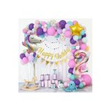 Unicorn Lüks Makoron Renkler Balon Zincir Set, 2657568769667