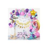 Unicorn Lüks Makoron Renkler Balon Zincir Set, 9