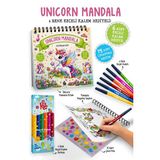 Unicorn Mandala - 6 Renk Keçeli Kalem ve 75 Adet Çıkartma Hediyeli 3+