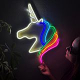 Unicorn Neon Metal Duvar Sanatı, Neon Unicorn Tabelası, Ev için Led Unicorn Dekoru, Metal Dekorda Neon Duvar Şeritleri, Çocuk Odası Dekorasyonu (Uzaktan Kumandasız)