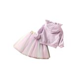 Unicorn Sweatshirt Ve Parlak Tul Tutu Etek Kombin mor 3-5 Yaş