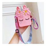 Unicorn Tasarım Silikon Omuz Askılı Çanta Pembe