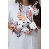 Unicorn Tasarım Yastık Peluş Yastık Hediyelik - 53 x 37 cm - Beyaz