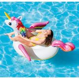 Unicorn Tek Boynuzlu At Tutmaçlı Ada Binici 201X140X97 cm Havuz Plaj Aktivite - Renkli