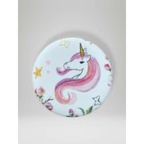 UNICORN Temalı Çift Taraflı Yuvarlak Cep Çanta Makyaj El Aynası 7cm çap (KOD:28)