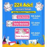Unicorn Temalı Okul Kreş Kişiye Özel Isim Etiket Seti - Model 568