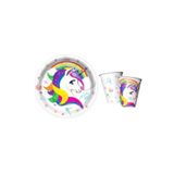 UNICORN Unisex Beyaz Doğum Günü Parti Tabak Ve Bardak 8 Adet