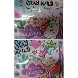 Unicorn ve Bisikletli Çocuk Desenli A4 Çıtçıtlı Dosya 12Lİ Paket