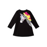 Unicorn Zebra Kız Çocuk Elbise