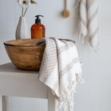 UNICORNATE 2'li Peştemal Havlu Seti,Peştemal Plaj Havlusu, Hamam, Çocuk Peştamal, (100x47-Peşkir), (100x180-Peştamal) (Krem/Bej)