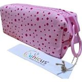 Unicus Big Zip Puantiyeli Keten Kalemkutu 921-Pembe Fermuar