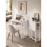 Unideco Home Ayz Tekerlekli Çalışma Masası Raflı Laptop Masası Bilgisayar Masası Kitaplıklı Katlanır Öğrenci Ders Portatif Küçük Masa Sidney Beyaz Beyaz