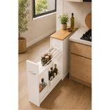 Unideco Home Banyo Rafları Banyo Dolabı Mutfak Organizer Düzenleyici Çok Amaçlı Dolap Sürgülü Raflı İnce Kiler Erzak Deterjan Dolabı Yukon Beyaz Çam - Beyaz - Antik Çam