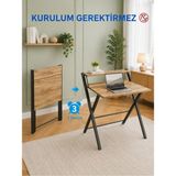 Unideco Home Metal Ayaklı Laptop Masası Katlanır Çalışma Masası Raflı Masa Katlanır Laptop Sehpası Bodo Siyah Çam - Çam - Siyah