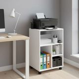 Unideco Home Tekerlekli Yazıcı Sehpası Yazıcı Masası Yazıcı Dolabı Ofis Dolabı Evrak Dosya Düzenleyici Pikap Plak Sehpası Çok Amaçlı Dolap Cuup Beyaz