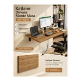 UNİDECO Katlanır Duvar Masası Duvara Monte Mutfak Masası Çalışma Masası Balkon Hobi Masası Açılır Kapanır Lara Atlantik Çam