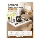 UNİDECO Katlanır Duvar Masası Duvara Monte Mutfak Masası Çalışma Masası Balkon Hobi Masası Açılır Kapanır Lara Beyaz