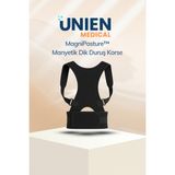 Unıen Medical Magniposture™ Manyetik Dik Duruş Korse – Sırt ve Omurga Dengeleyici Postür Korse - Siyah-837 - Standart