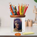 Üniformalı Gazi Mustafa Kemal Atatürk Ahşap Seramik Kalemlik-427 - Renkli