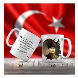 Üniformalı Kalpaklı Gazi Mustafa Kemal Atatürk ve Unutulmayan Sözleri -Kupa Bardak