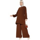 Unika Boutique Bürümcük Alt Üst Tesettür Takım - Kahverengi