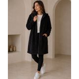 Unika Boutique Kadın Welsoft Fermuarlı Kapüşonlu Uzun Polar Hırka Siyah