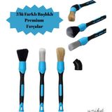 Unikat 3'lü Premium Mavi Detay Temizlik Fırçası Değiştirilebilir Başlık Set Araç İçi Temizlik İçin Ergonomik Kullanım