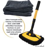 Unikat Ultra Yumuşak Araç Yıkama ve Kurulama Seti 1300 Gsm Mikrofiber Kurulama Havlusu ve Yeni Tasarım Teleskopik Saplı Araç Yıkama Süpürgesi