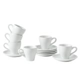 Unilives Espresso Kahve Fincanları Tabaklı Porselen 56 ml 6'lı Set (Beyaz, 10 x 6,9 x 4,8 cm)